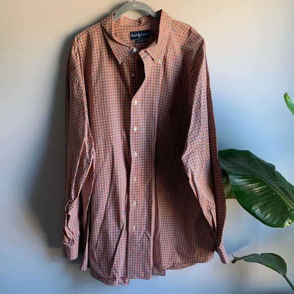 Ralph Lauren Other - Ralph Lauren Orange Plaid Button Up Shirt Size 4XB